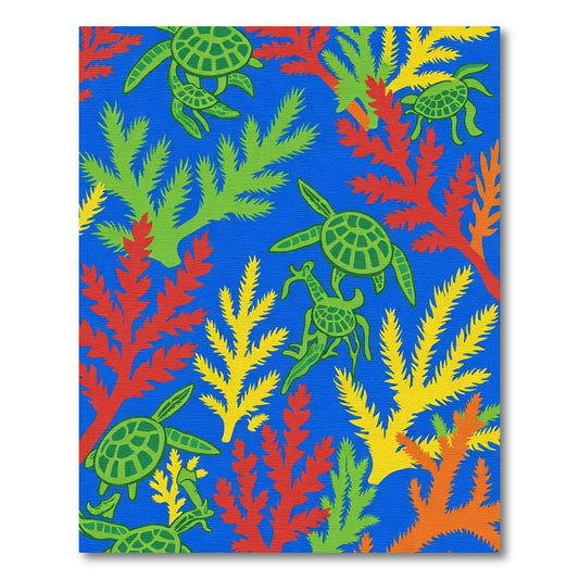 Vibrant Turtle Coral Reef Scene Rug