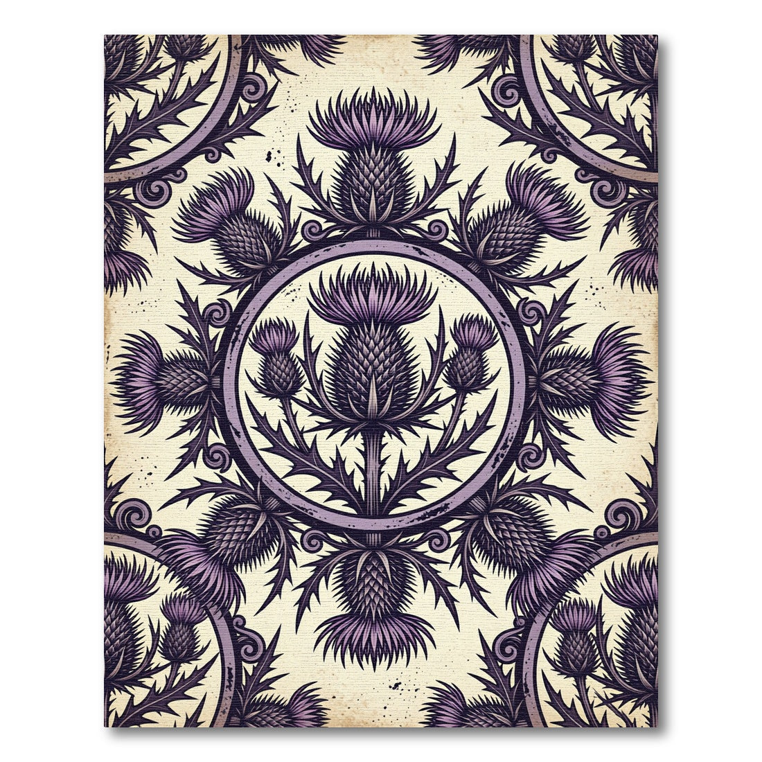 Gothic Purple Thistle Floral Medallion Rug