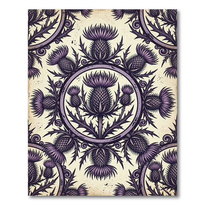 Gothic Purple Thistle Floral Medallion Rug