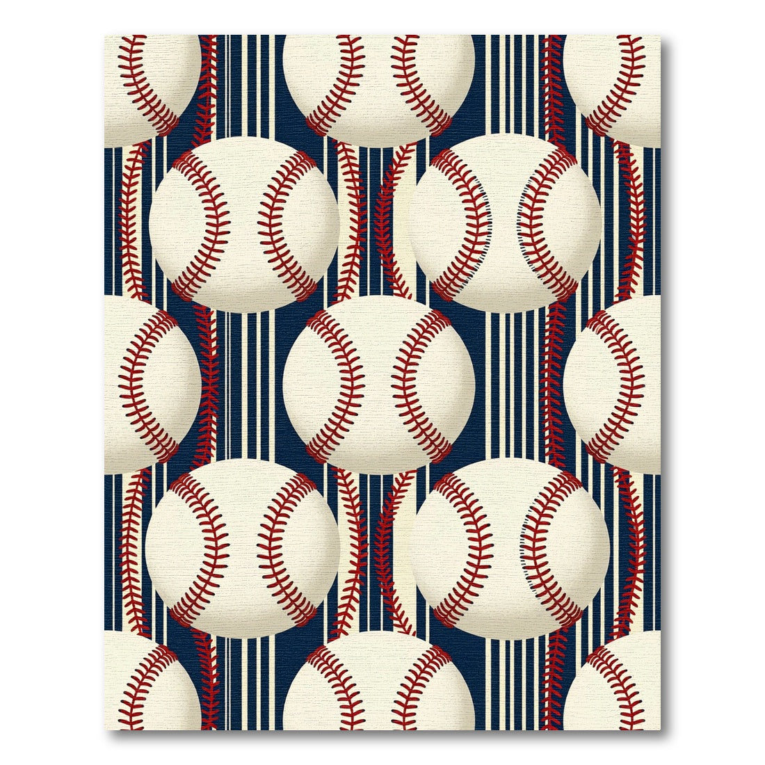Classic Baseball and Pinstripe Navy Rug