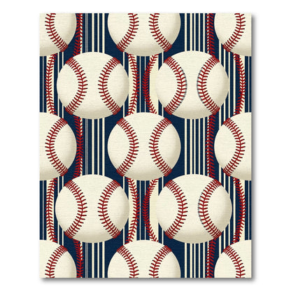 Classic Baseball and Pinstripe Navy Rug