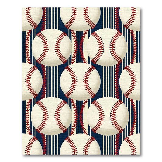 Classic Baseball and Pinstripe Navy Rug