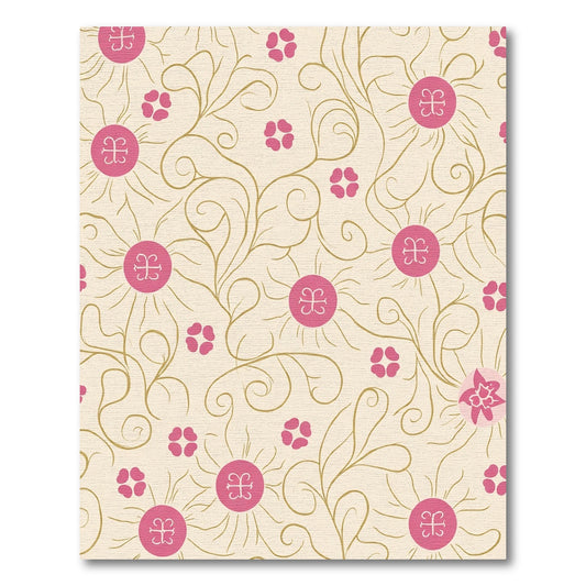 Pink Medallion Floral Swirl Cream Rug