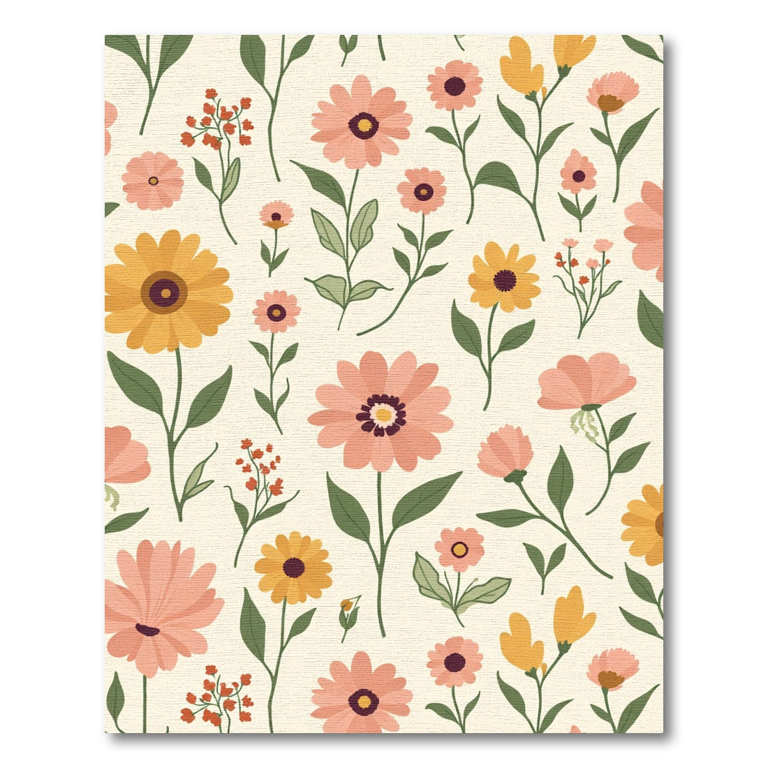 Pink Yellow Meadow Floral Garden Rug