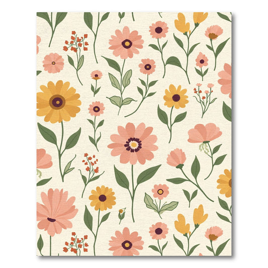 Pink Yellow Meadow Floral Garden Rug