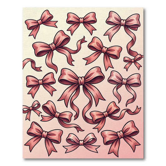 Whimsical Blush Pink Ribbon Bows Rug