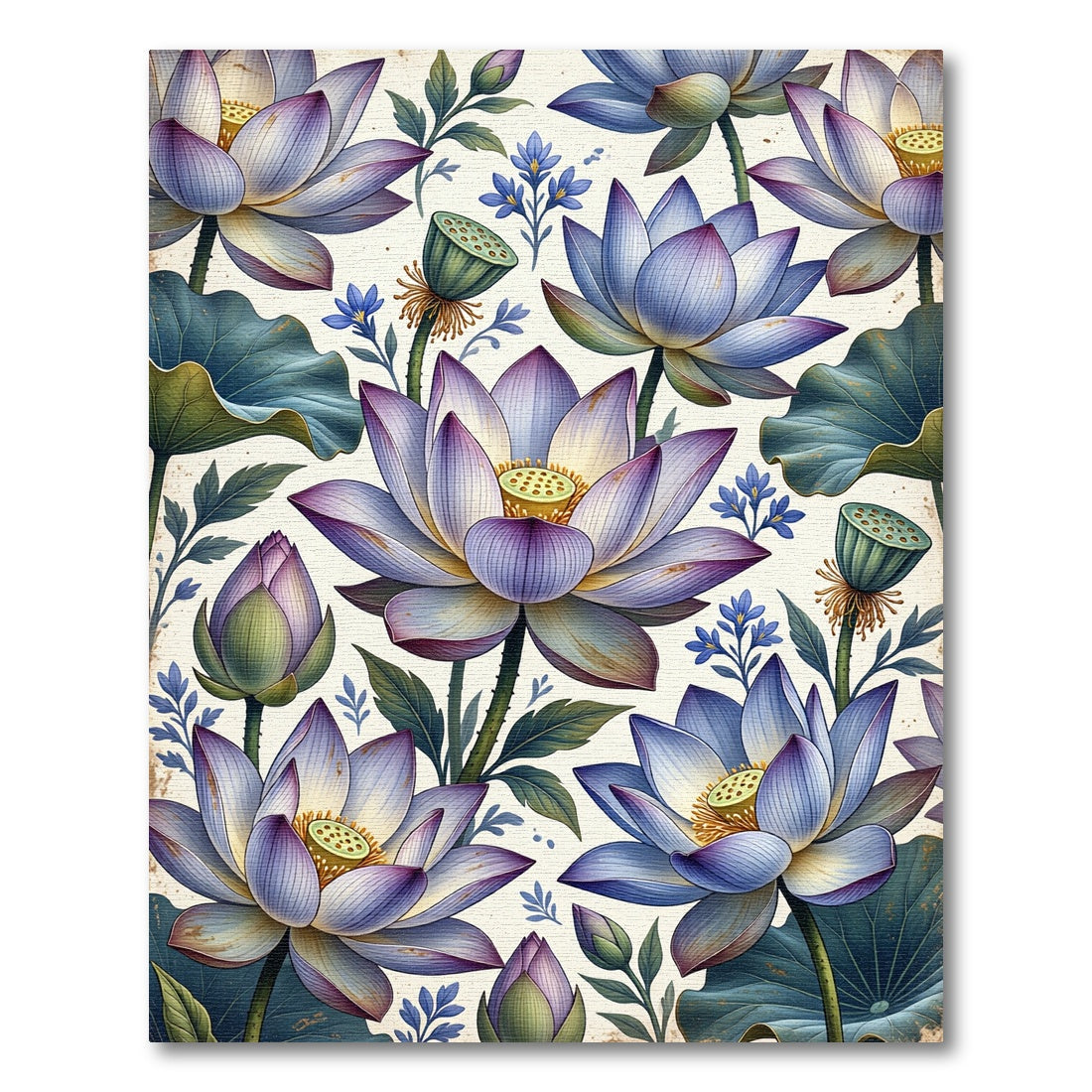 Vibrant Purple Lotus Garden Composition Rug