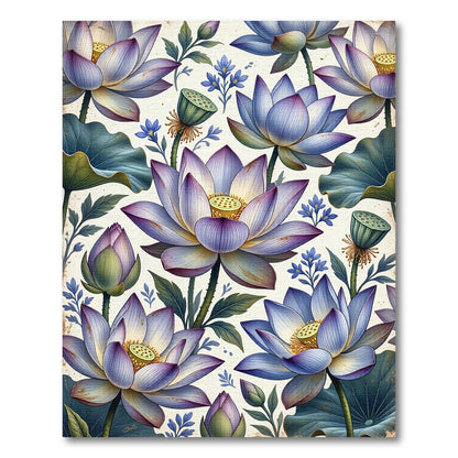 Vibrant Purple Lotus Garden Composition Rug