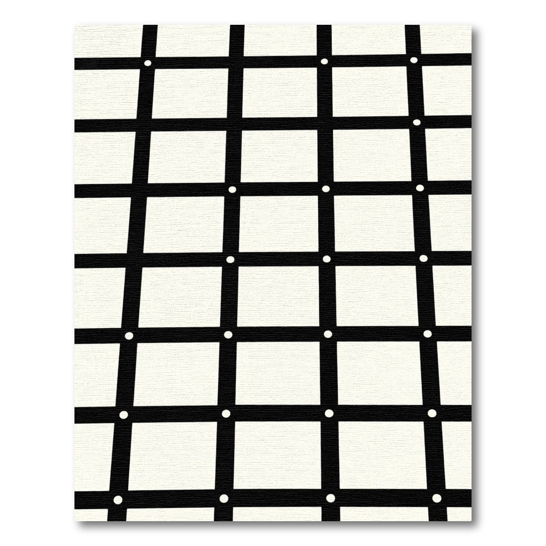 Monochrome Grid With White Dot Accents Rug