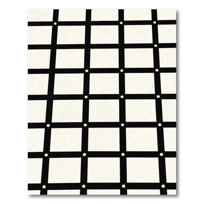 Monochrome Grid With White Dot Accents Rug