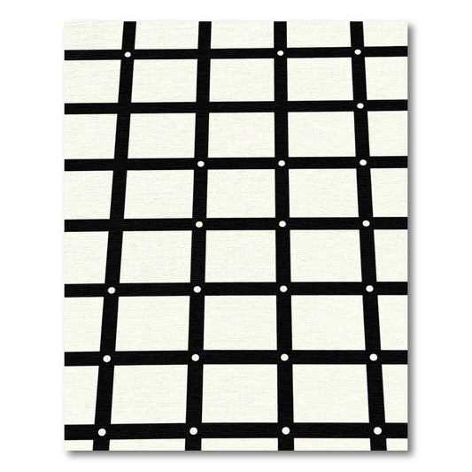 Monochrome Grid With White Dot Accents Rug