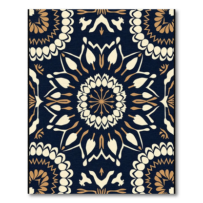 Navy Cream Gold Mandala Medallion Rug