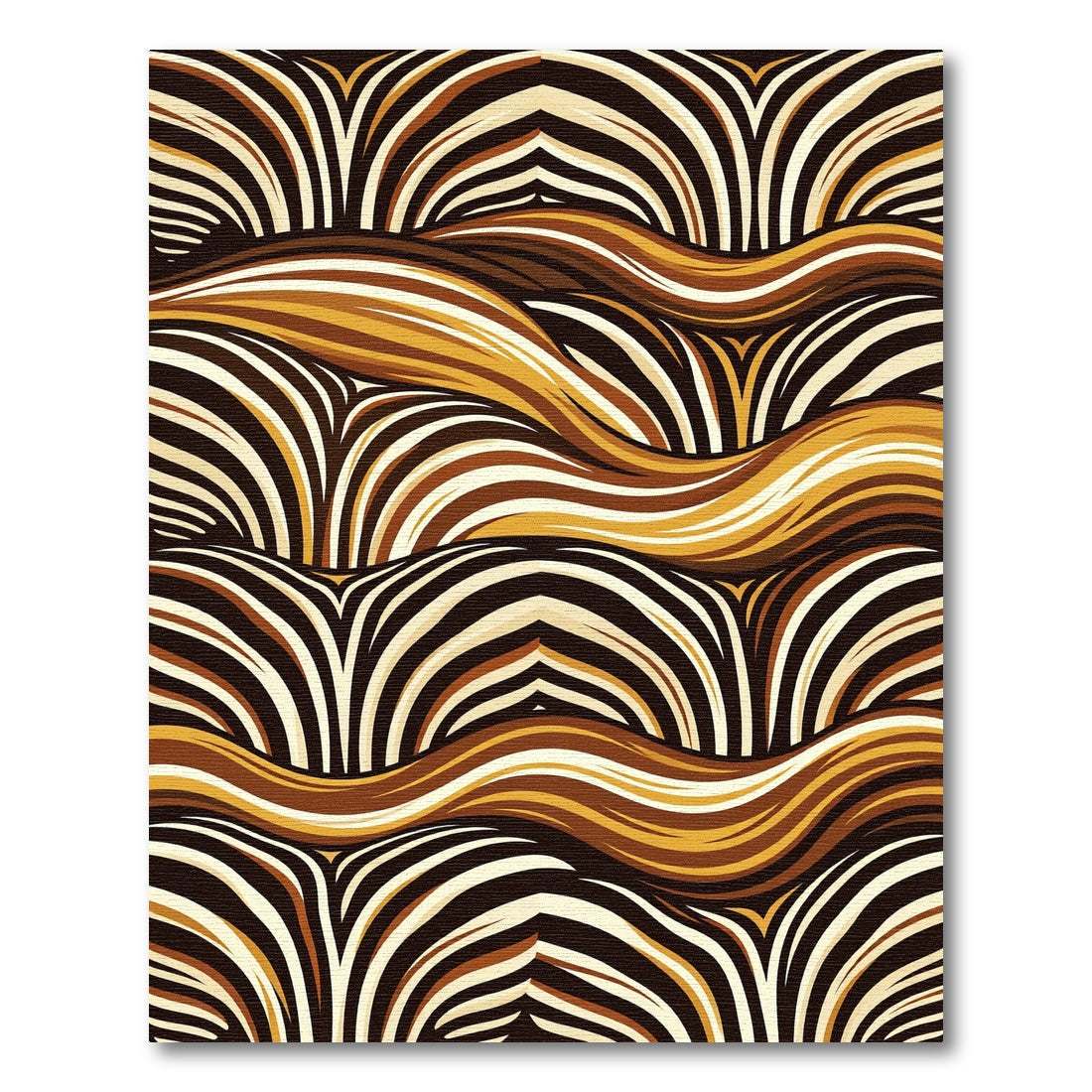 Modern Golden Brown Wavy Abstract Stripe Rug
