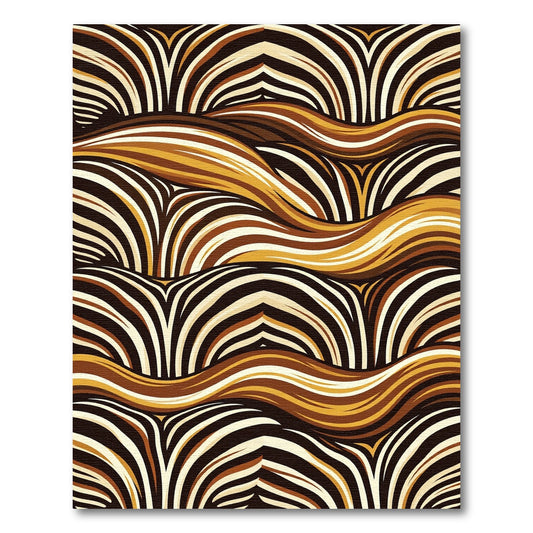 Modern Golden Brown Wavy Abstract Stripe Rug