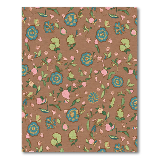 Brown Floral Garden Medallion Rug