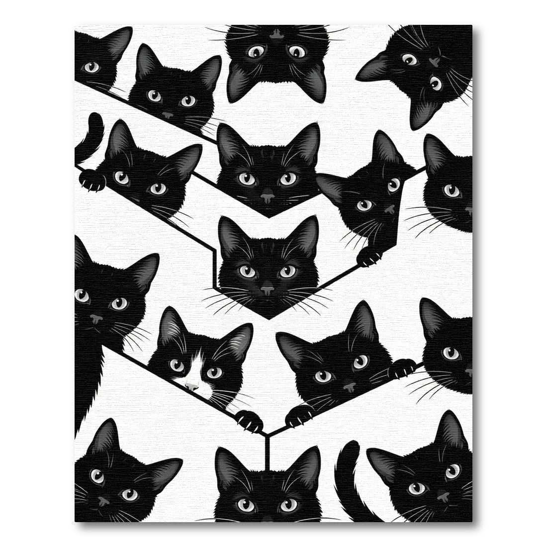 All Over Black Cat Faces Rug