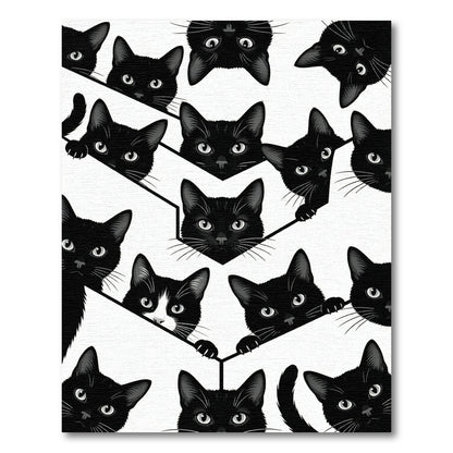 All Over Black Cat Faces Rug
