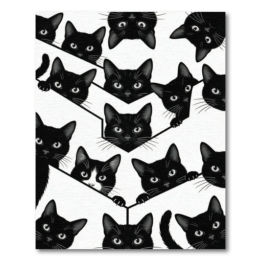 All Over Black Cat Faces Rug