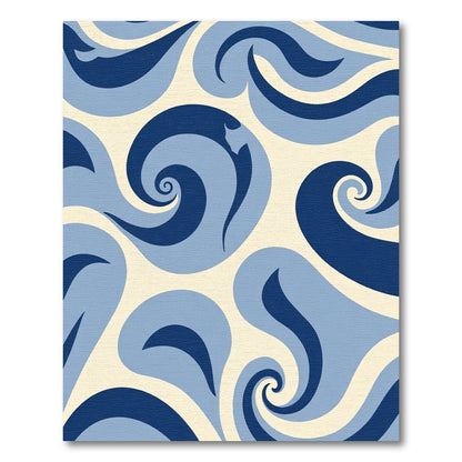 Deep Blue Abstract Swirls Rug