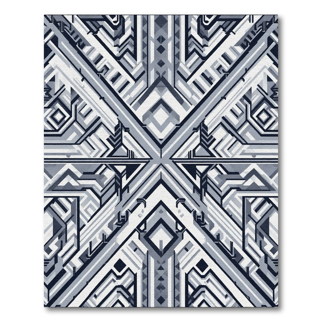 Monochromatic Geometric Art Deco Symmetry Rug