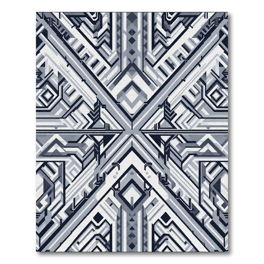 Monochromatic Geometric Art Deco Symmetry Rug