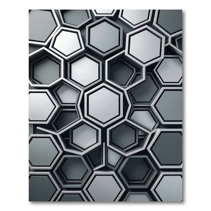 Monochromatic Gray Hexagonal Overlap Rug
