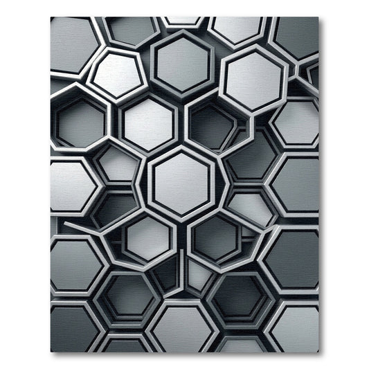 Monochromatic Gray Hexagonal Overlap Rug