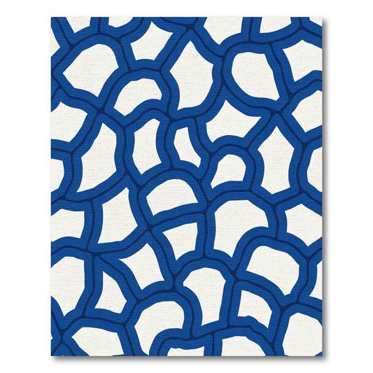 Deep Blue Organic Abstract Overlay Rug