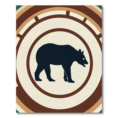 Bold Black Bear Earthy Circles Rug