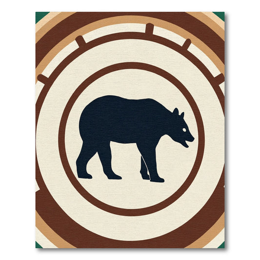 Bold Black Bear Earthy Circles Rug