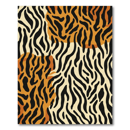 Bold Black Orange Abstract Stripe Rug