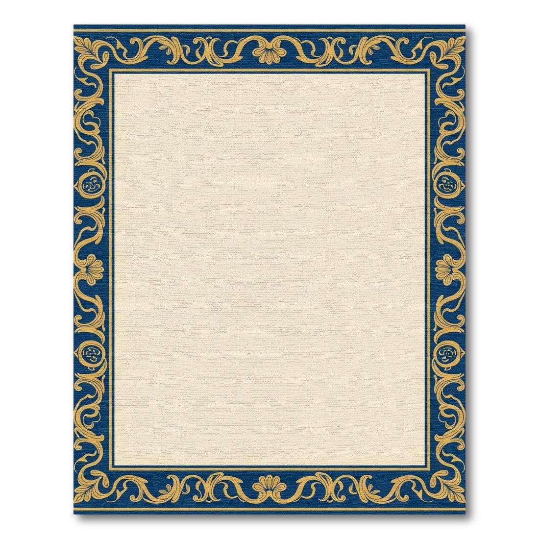 Ornate Navy Gold Vine Scroll Rug