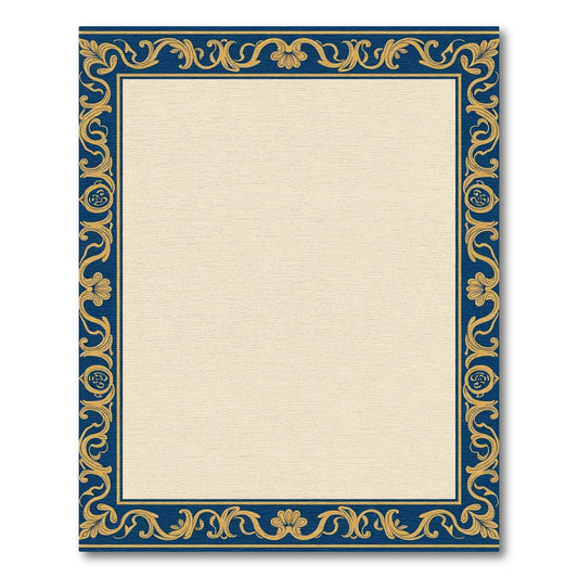 Ornate Navy Gold Vine Scroll Rug