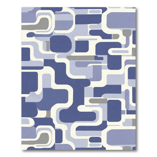 Mid Century Modern Blue Abstract Flow Rug