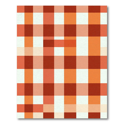 Warm Orange White Gingham Check Rug
