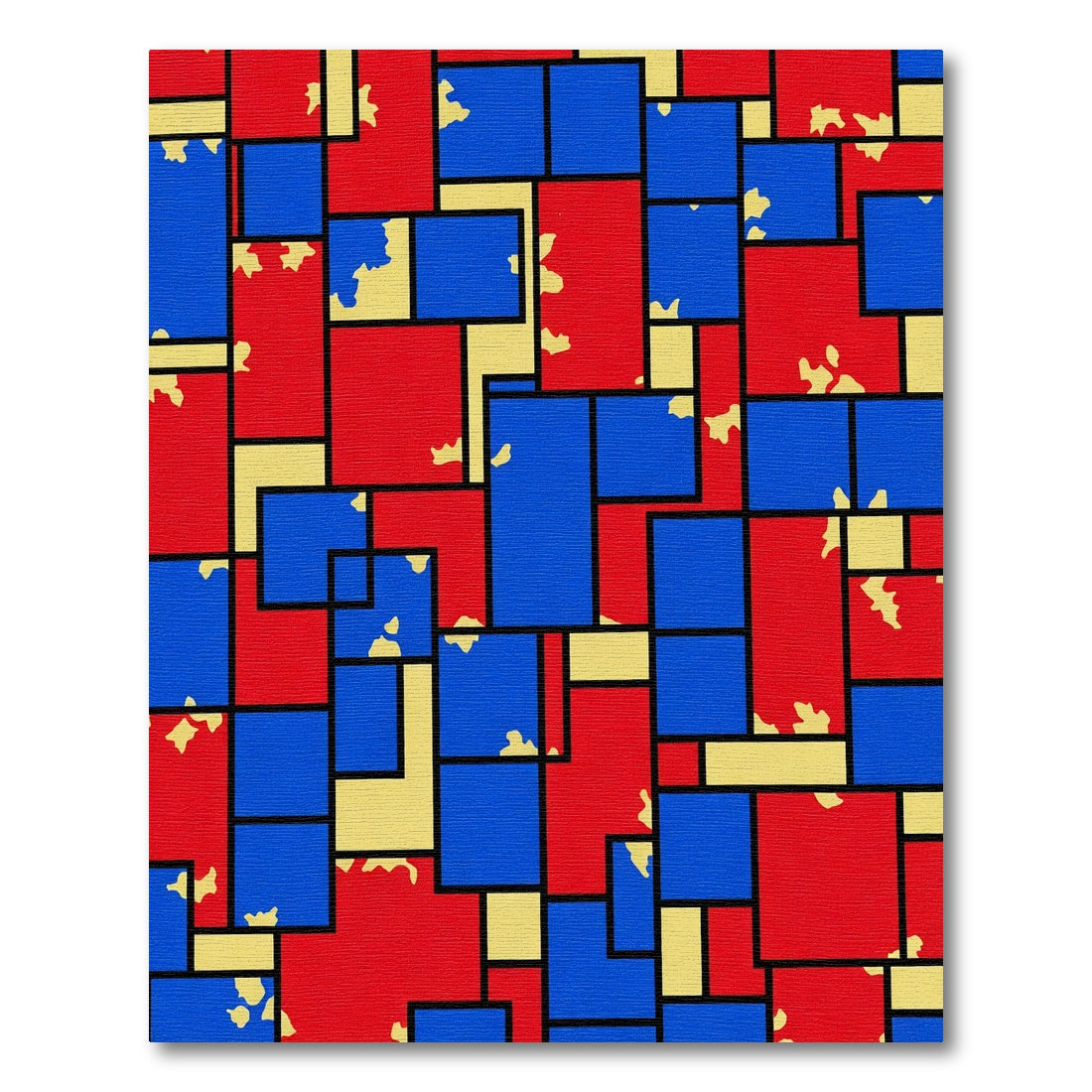 Geometric Red Blue Yellow Composition Rug