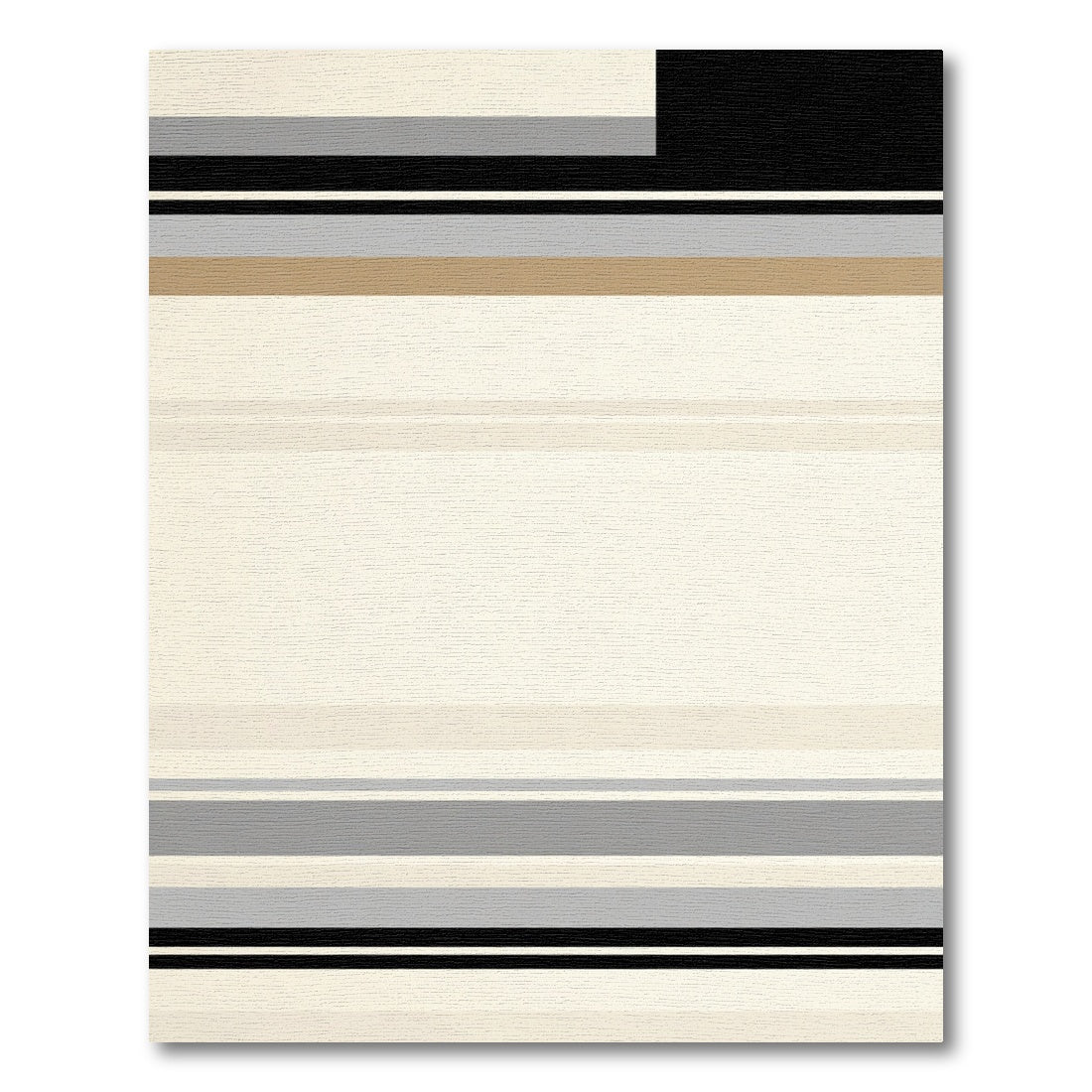 Neutral Cream Black Gray Stripe Rug