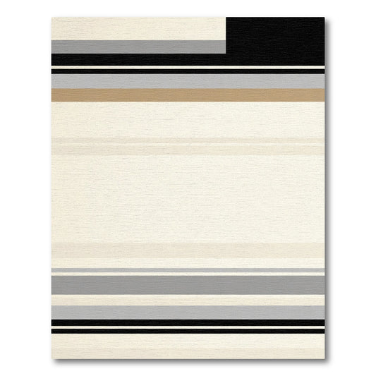 Neutral Cream Black Gray Stripe Rug