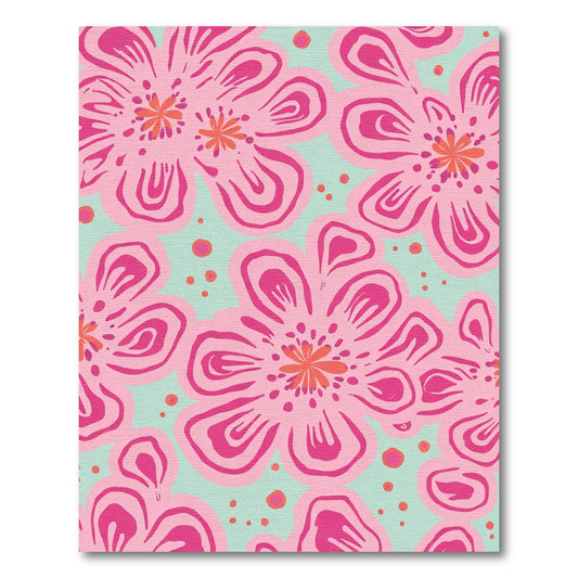 Pink Coral Fuchsia Floral Burst Rug