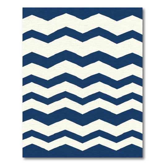 Classic Navy White Chevron Rug