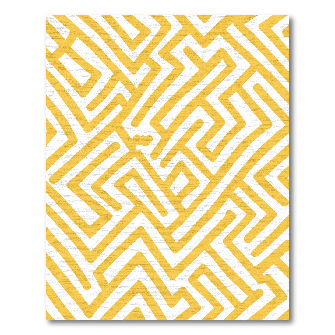 Yellow Geometric Maze Contour Rug