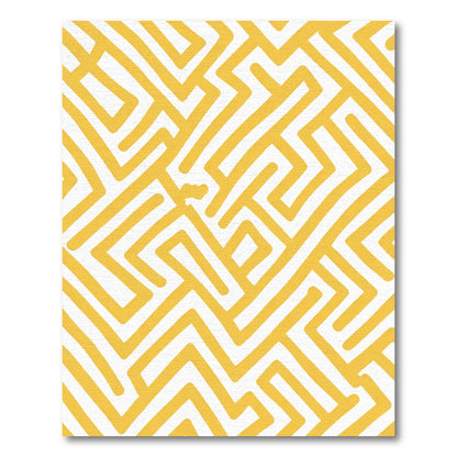 Yellow Geometric Maze Contour Rug