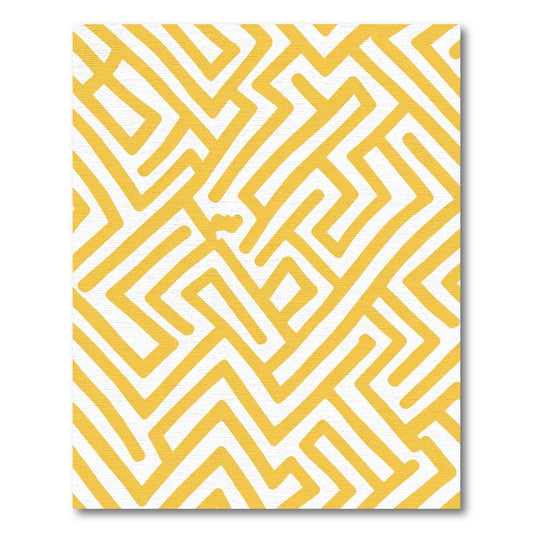 Yellow Geometric Maze Contour Rug