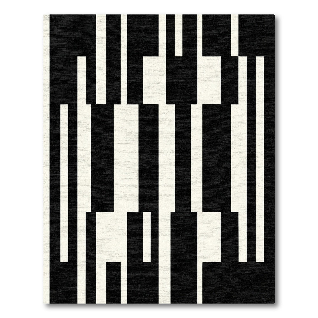 Monochrome Black White Geometric Bars Rug