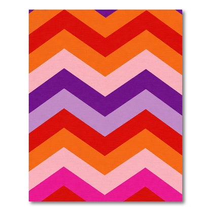 Retro Chevron Stripes Red Orange Purple Rug