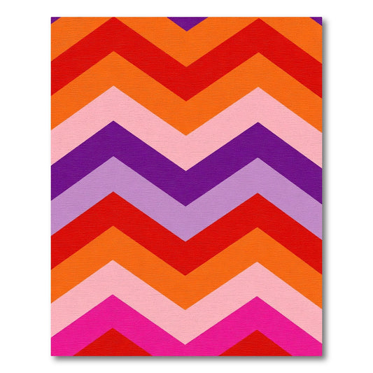 Retro Chevron Stripes Red Orange Purple Rug