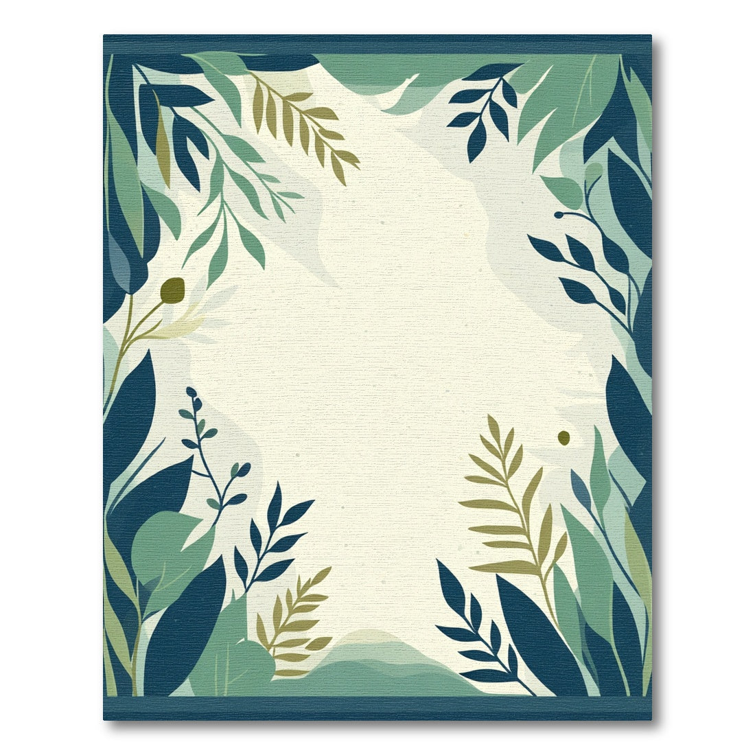 Deep Forest Green Leafy Border Rug