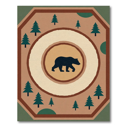 Woodland Bear Forest Trees Rug
