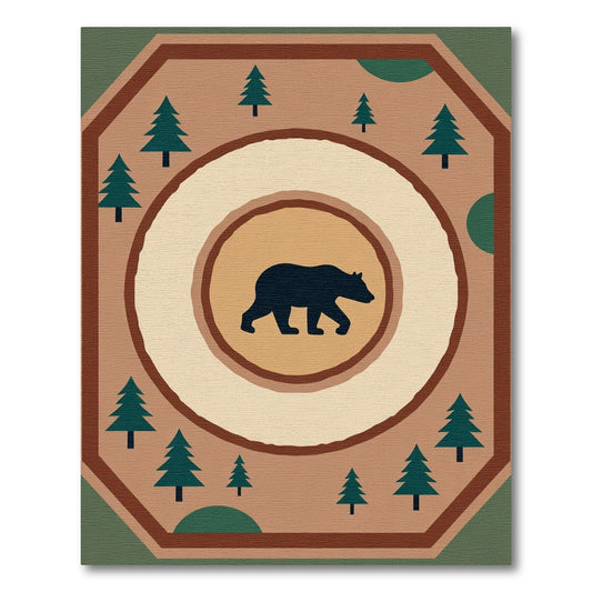 Woodland Bear Forest Trees Rug