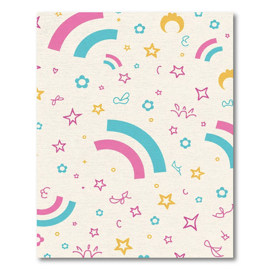 Pastel Rainbow Stars and Flowers Rug